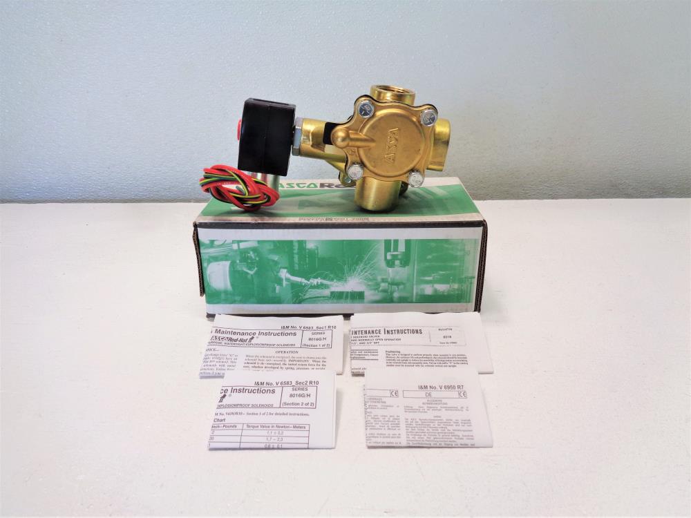 ASCO 3/4" NPT 3-Way Brass Solenoid Valve EF8316G074 & EF8016G1